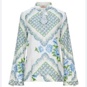 Tory Burch multi floral tunic top.